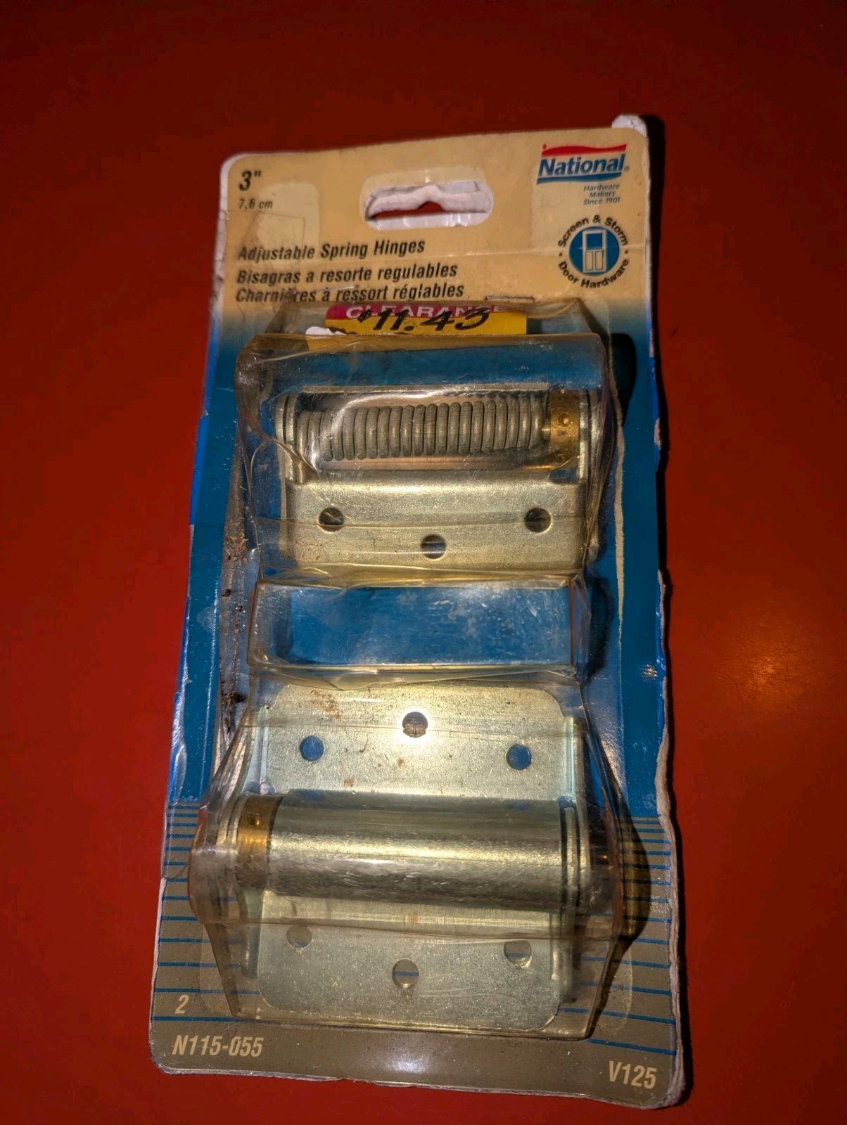 National Hardware N115-055 V125 Adjustable Spring Hinges 3" NEW opened package