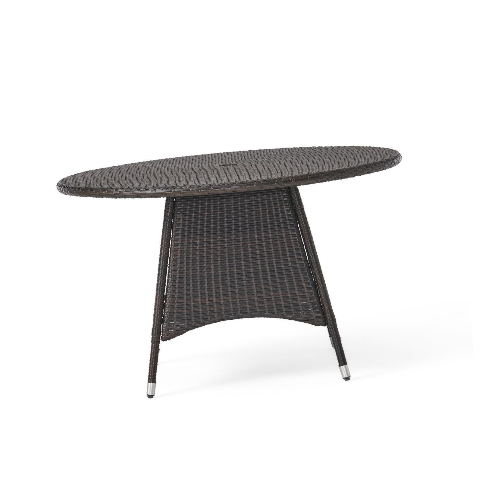 Brown Dining Table - 48” Round Table with Water-Resistant Wicker, Ideal for