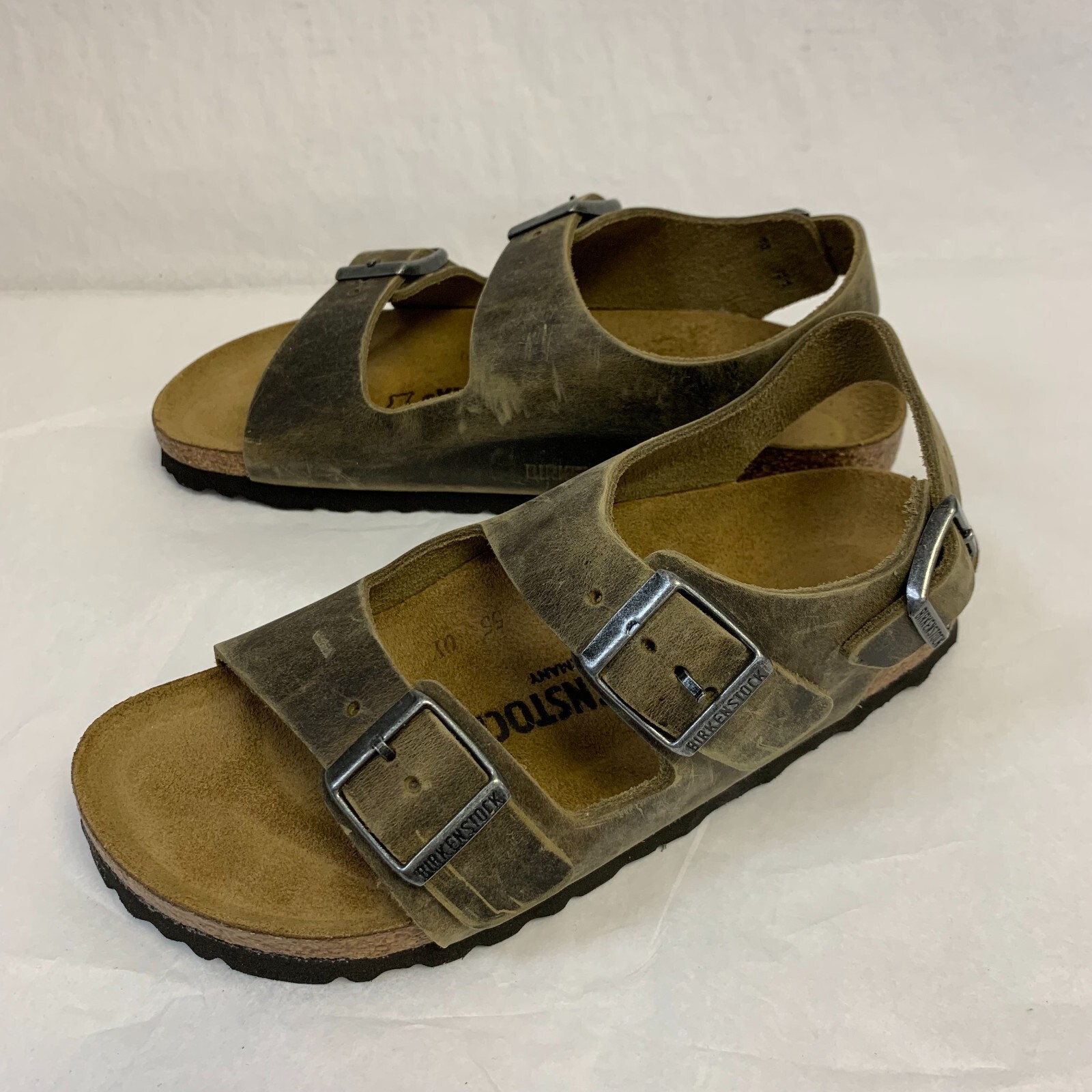 Birkenstock New w/ Box Milano Faded Khaki Oiled Leather Regular Width SelectSize