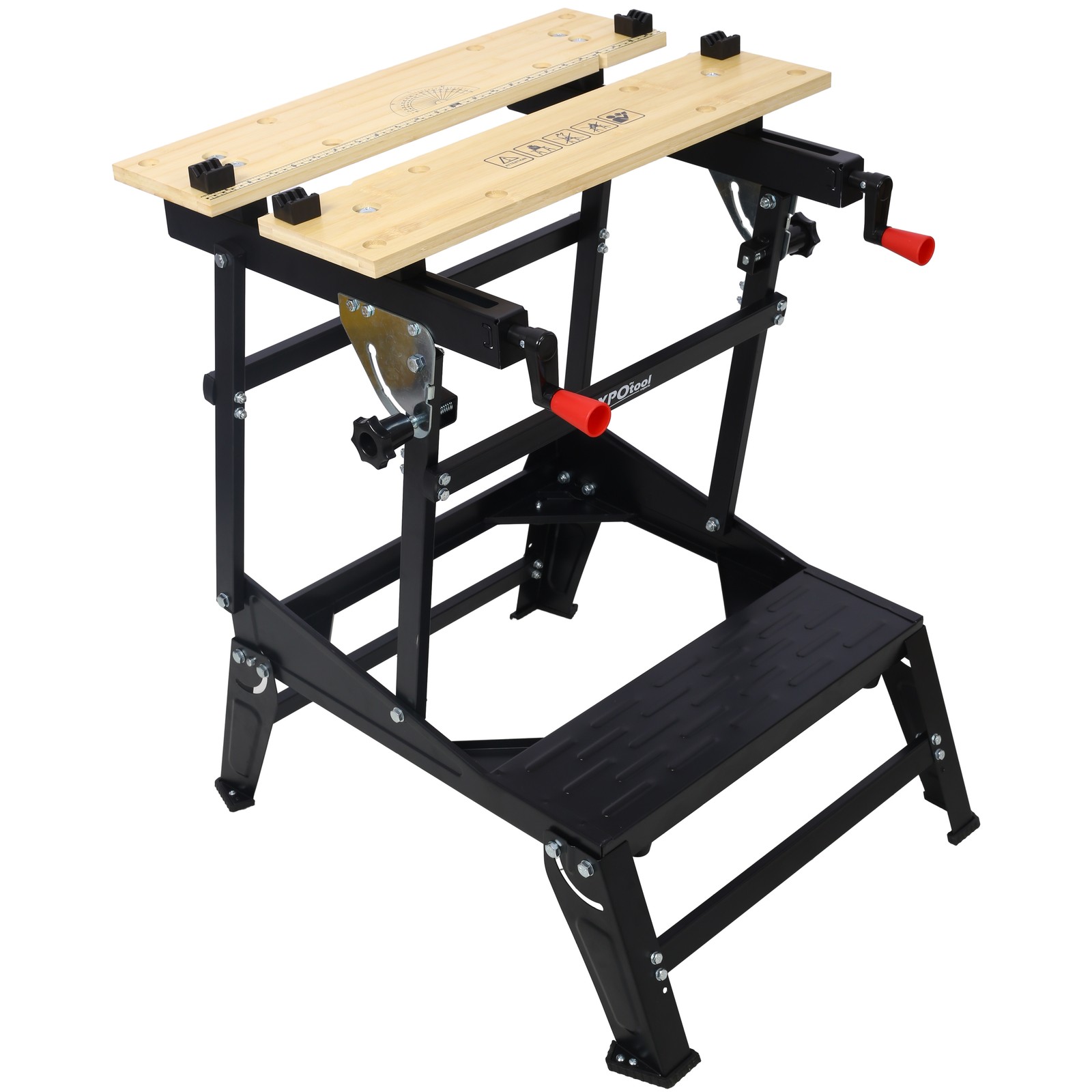 Portable Foldable Workbench, 550 lb Capacity, Adjustable Jaws & 4 Rotating Pins
