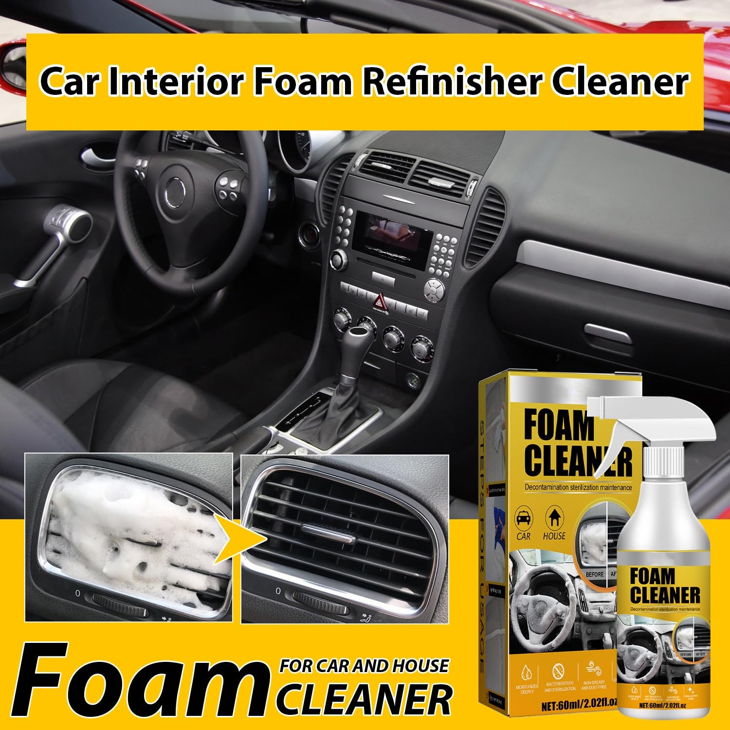 2PCS Multi-Purpose Foam Cleaner, 2024 New All Around Master Foam Cleaner, Car...