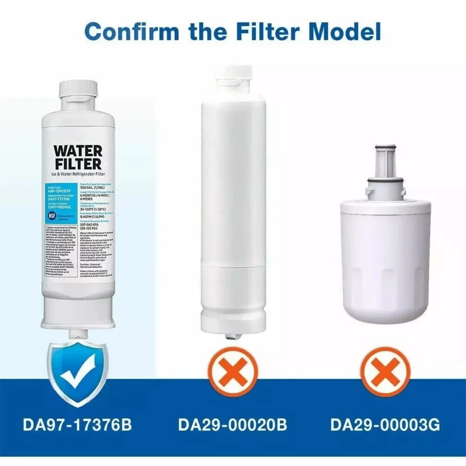 2 Pack DA97-17376B Refrigerator Filter For Samsung Water Purification System