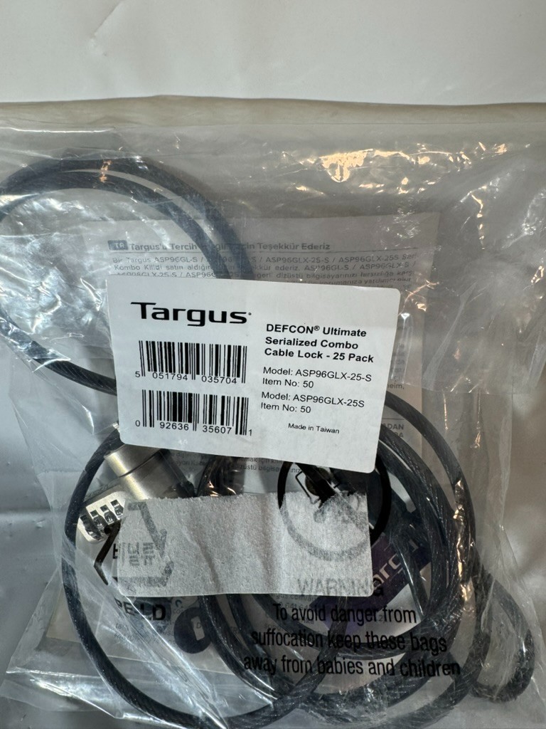 Targus DEFCON Ultimate Universal Serialized Combination Lock (ASP96GLX-25S) - 1J