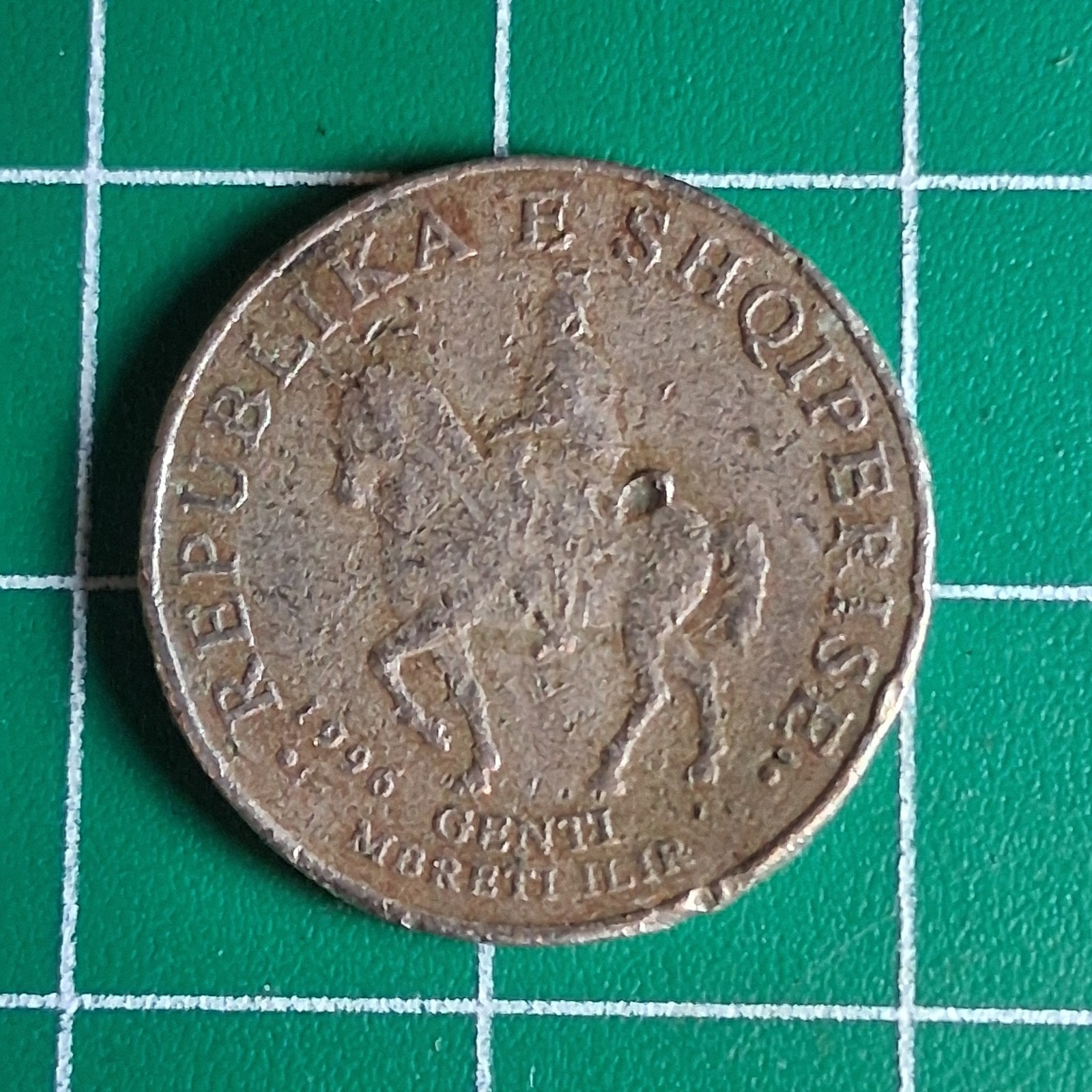 1996 Albania 50 Leke King Genthios / Tied Oak Sprigs Copper-Nickel Coin
