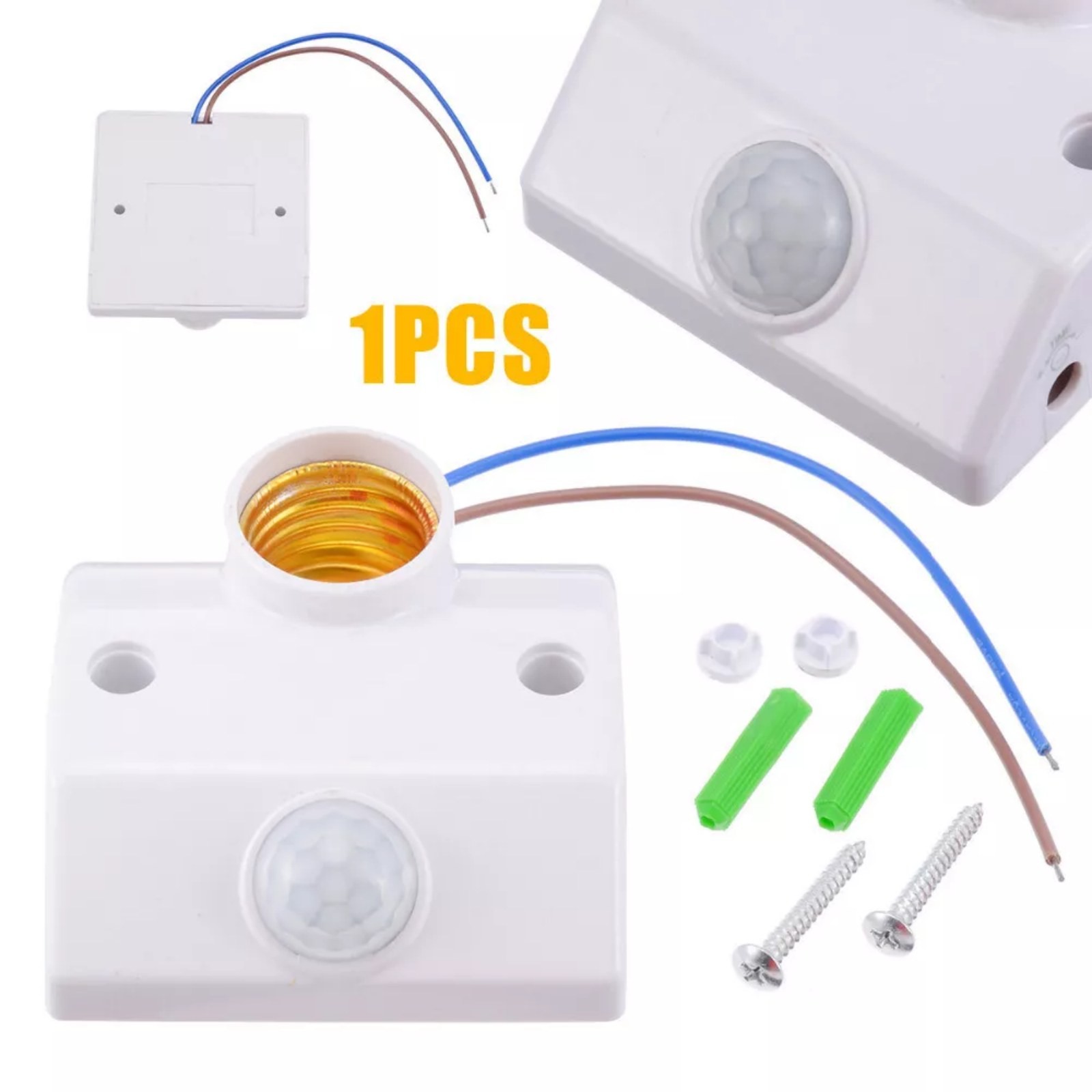 1Pc E27 Auto Human Motion Sensor Detector Bulb Light Lamp Base Holder AC110-240V