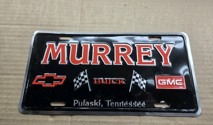 Murrey Chevy Pulaski Tennessee Metal Car Dealership Dealer License Plate Tag