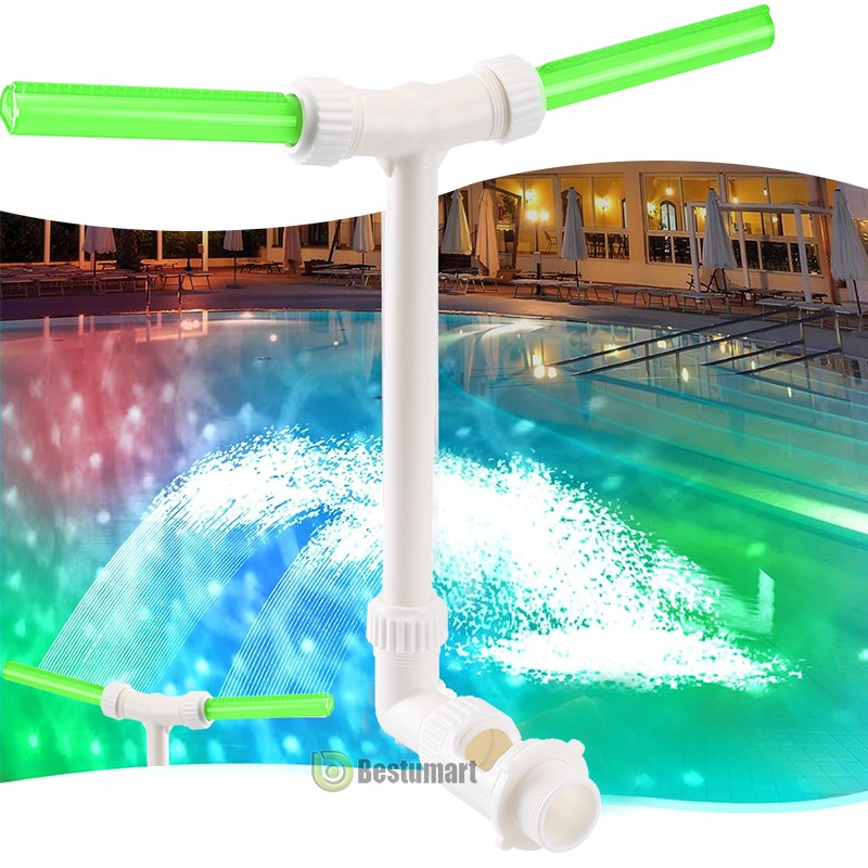 Fuente Para Piscinas Elevadas O Enterradas, Fuente Con Cascada Y Doble Chorro