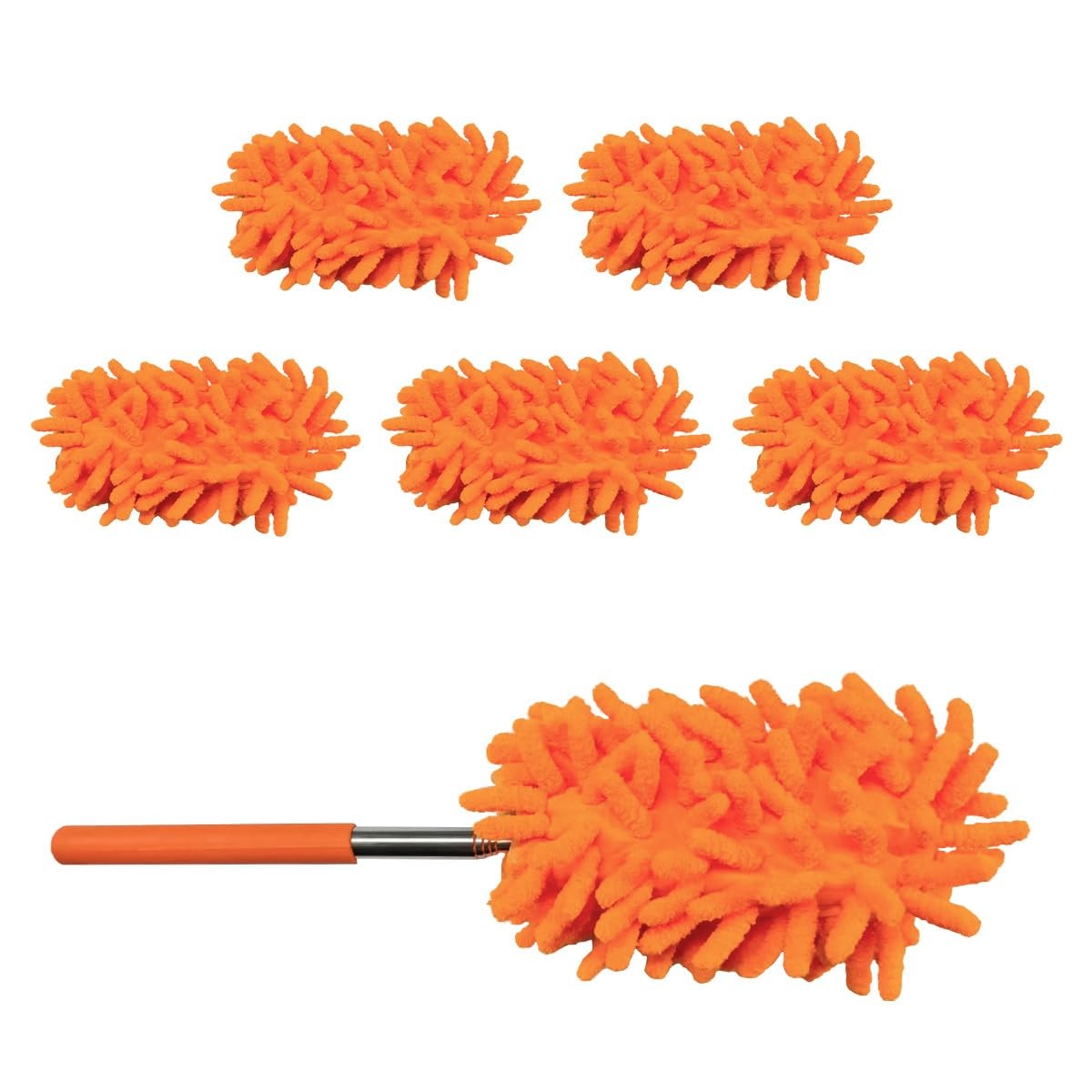 Tuxihapp 6PCS Microfiber Duster for Cleaning, 11.41 x 3.74 inch, Orange