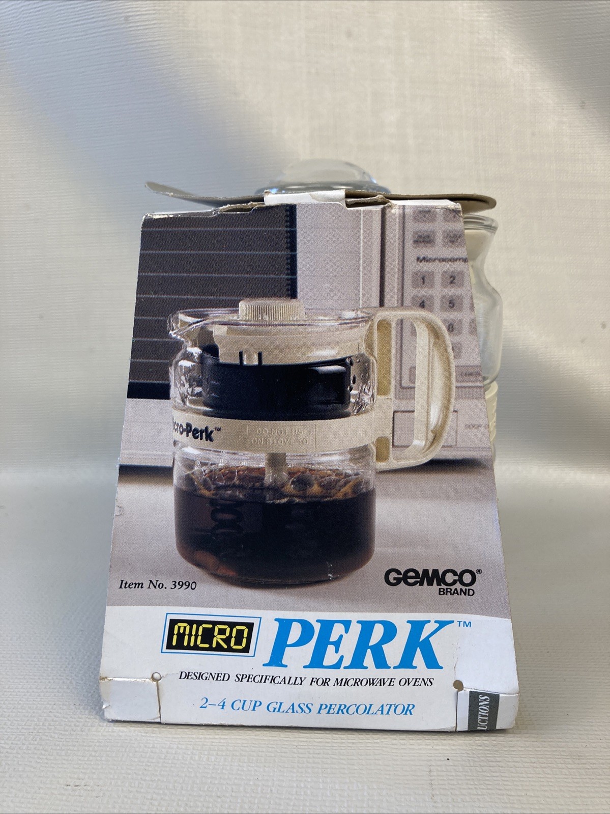 NEW Vtg Gemco Micro Perk Microwave Coffee Percolator Pot 2-4 Cups Ivory NIB