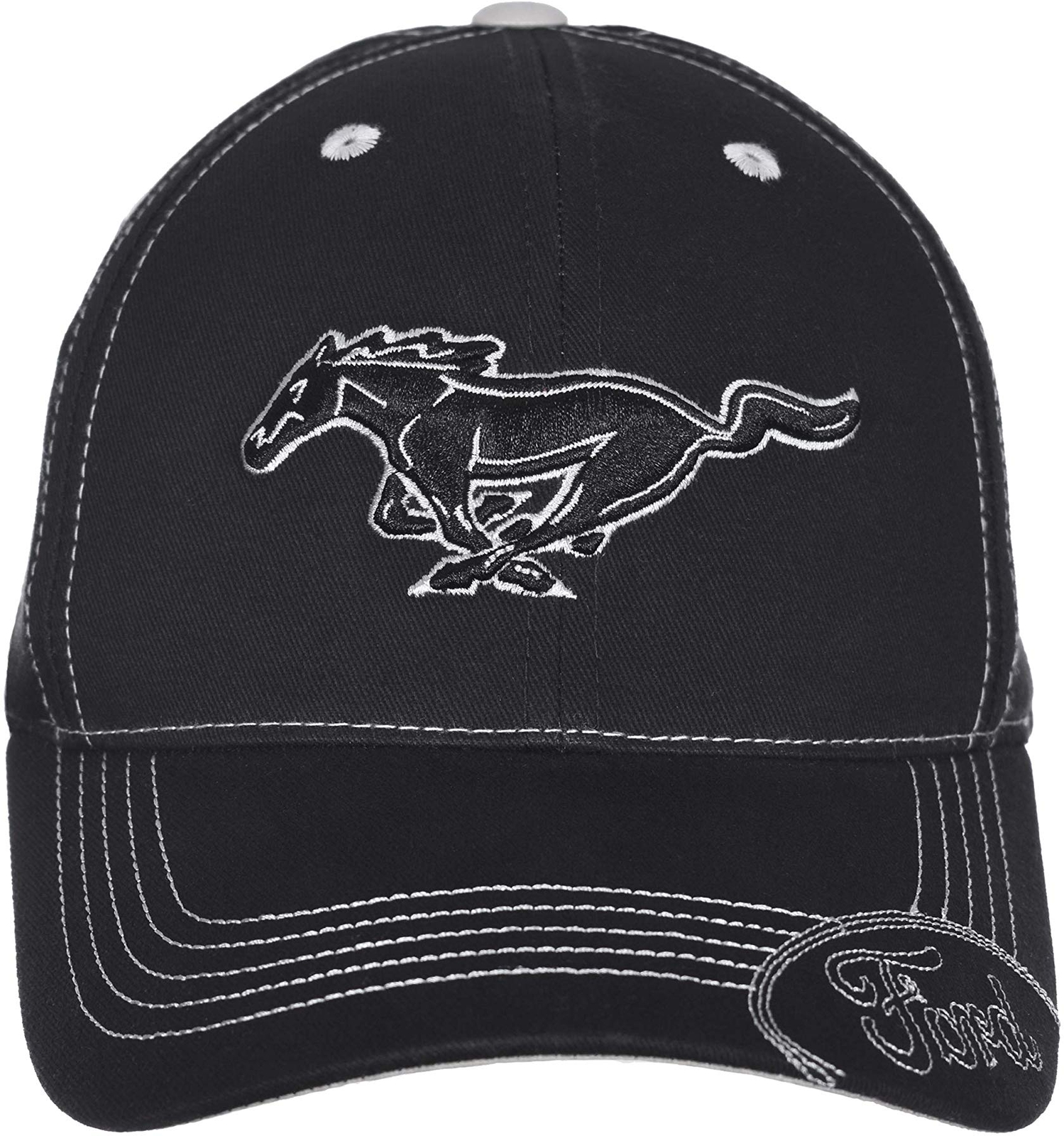 Mustang Running Horse Hat - Black w/Ford Bill - Fast and FREE Shipping to USA!
