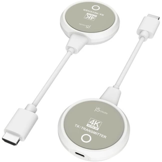 j5create JVAW75 AC Screencast 4K Wireless Display HDMI Extender - Gray & White