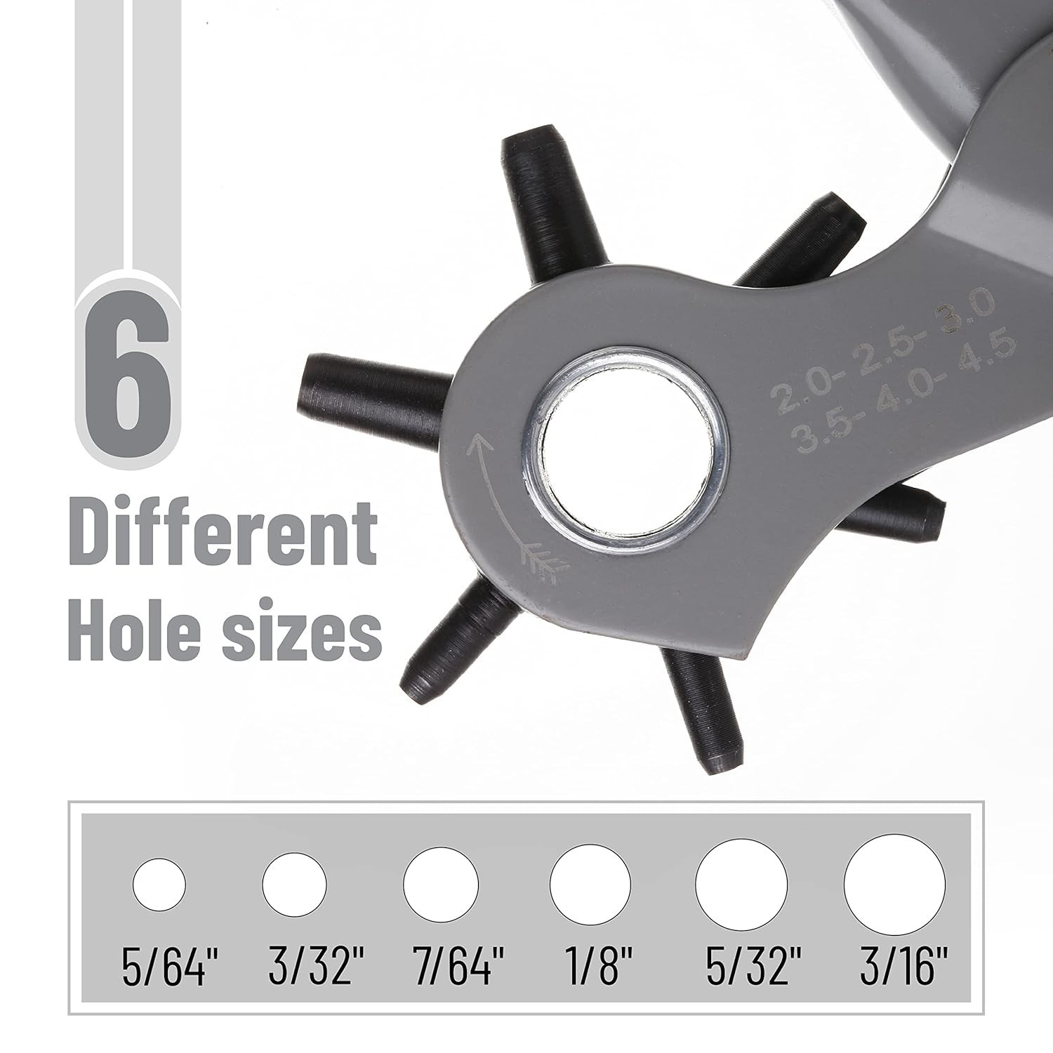 Manual Leather Hole Punch Tool - 6 Adjustable Sizes for Precision Crafting