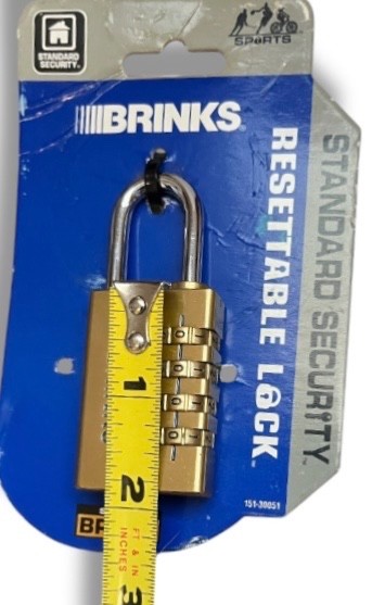 Padlock BRINKS Solid Brass 4-Dial Resettable Padlock Chrome Plated Combination