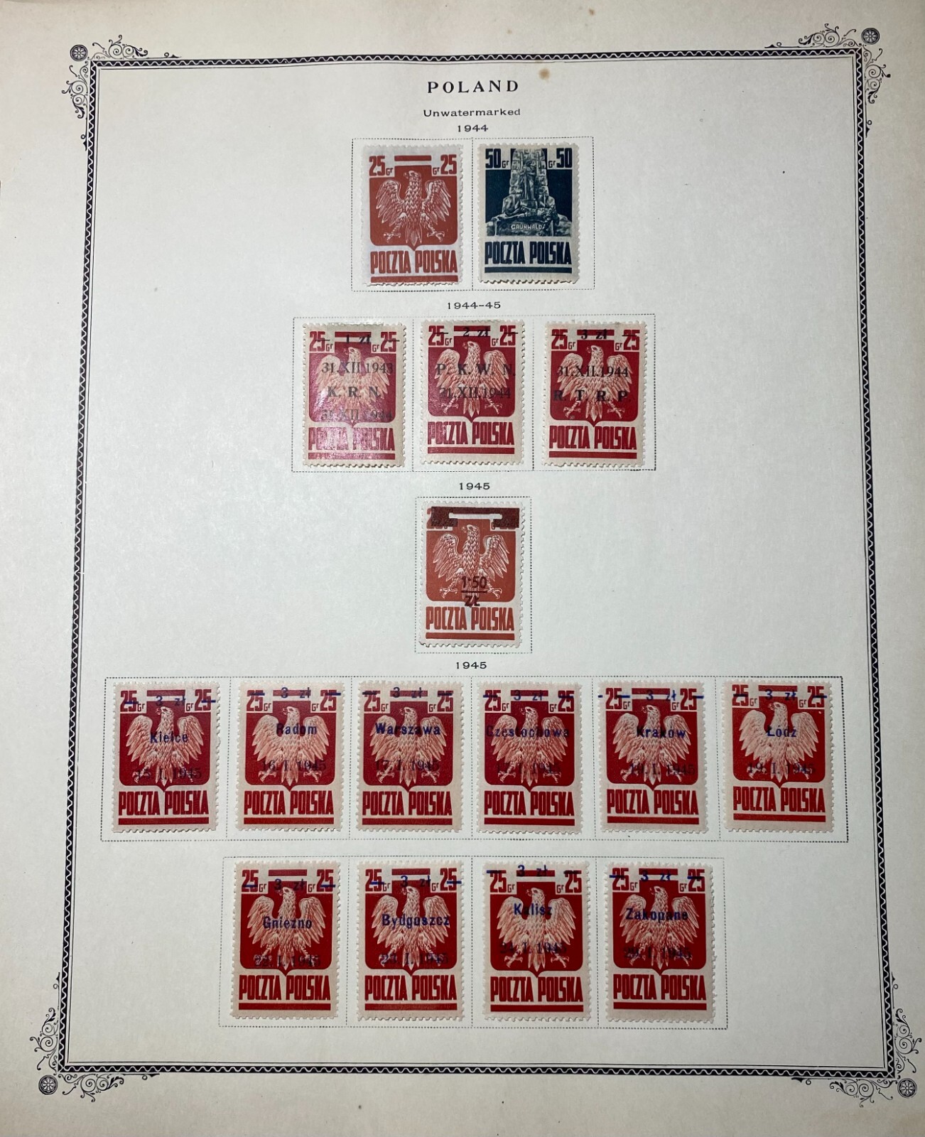Rare 1944-1945  Poland 25gr / 50gr Stamp Mint hinged