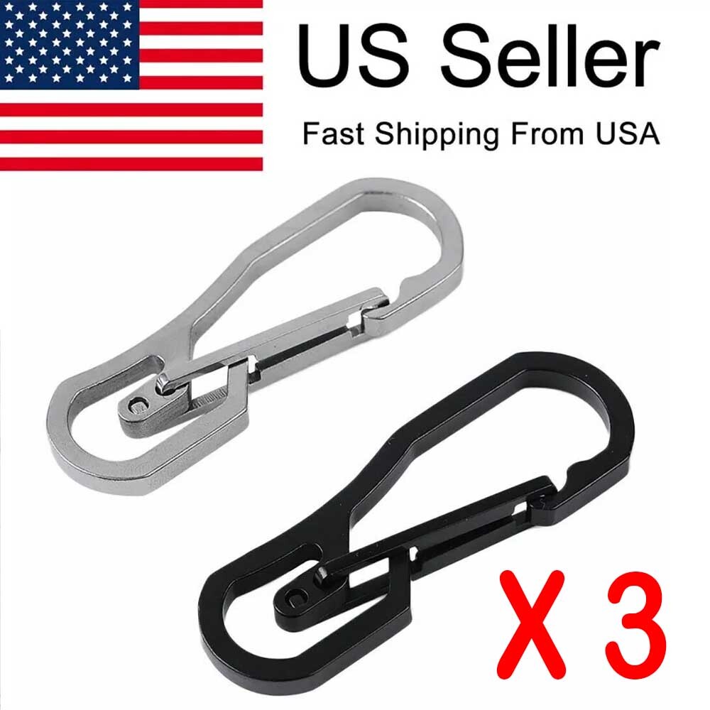 3pcs Stainless Steel Carabiner Keychain Clip Hook Buckle Keychain Outdoor Hiking