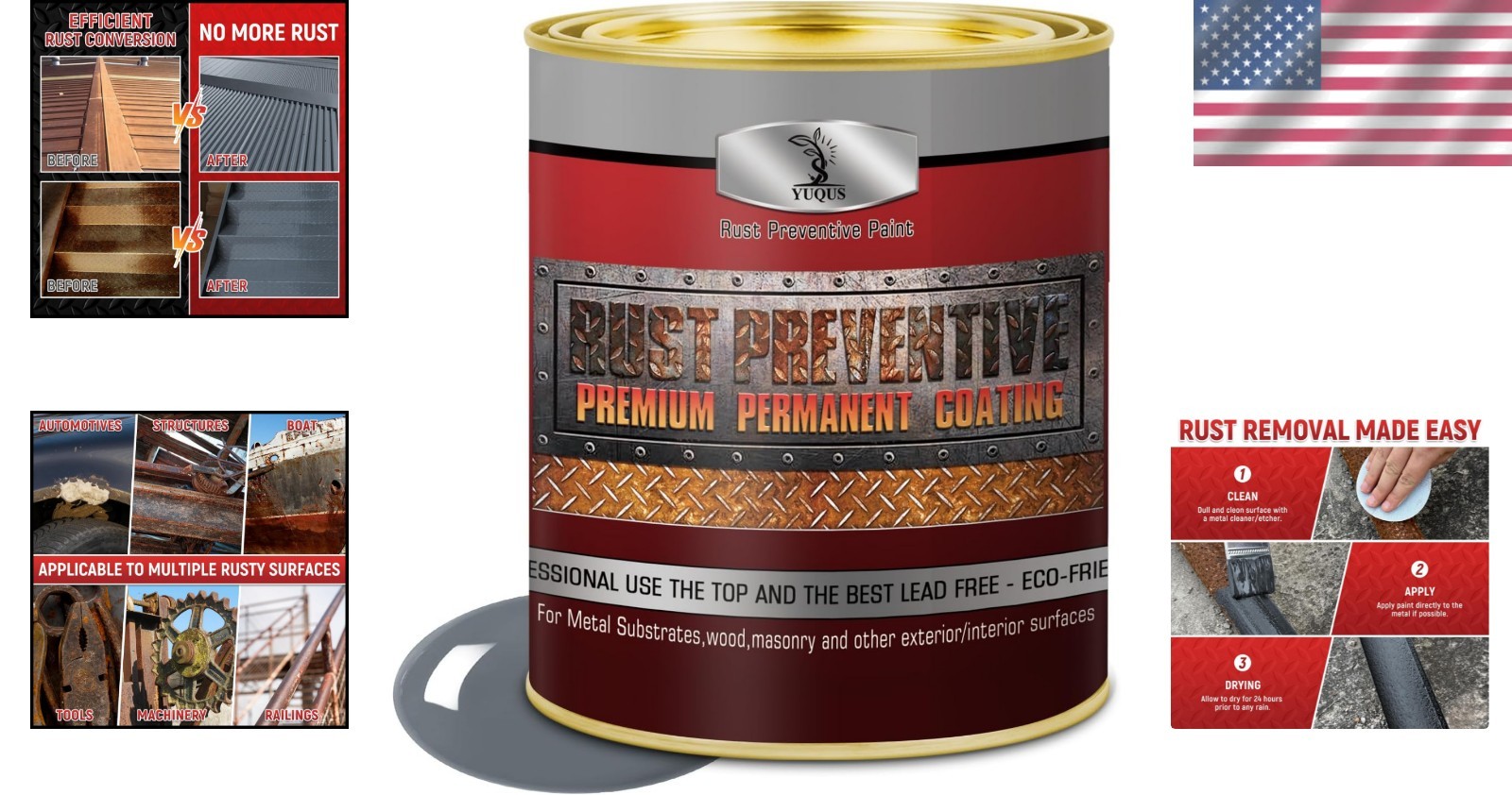 32 Fl Oz Grey Anti-Rust Metal Paint - Versatile Rust Prevention Formula