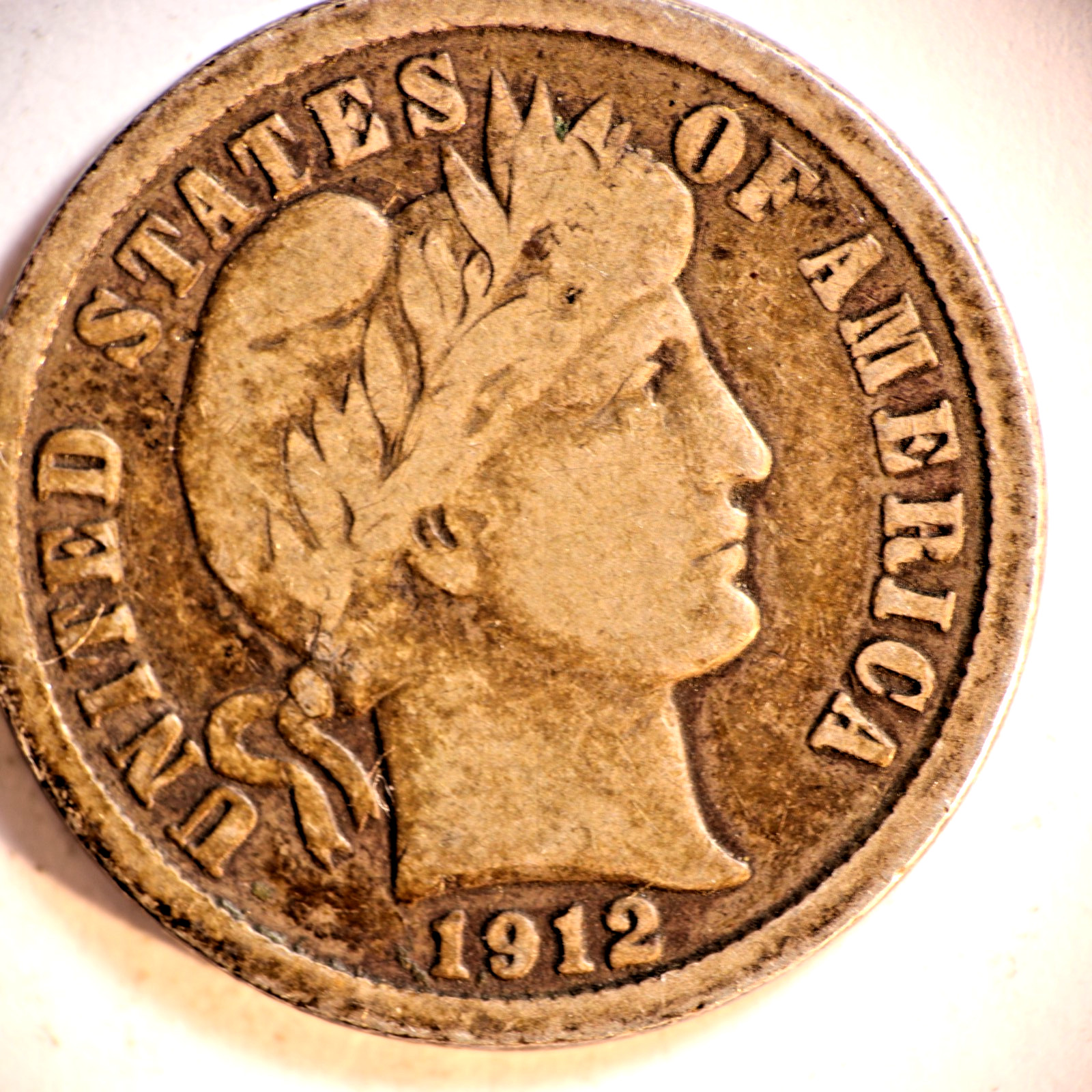 1912 D Barber Dime 10C Cents Coin Silver, F++!