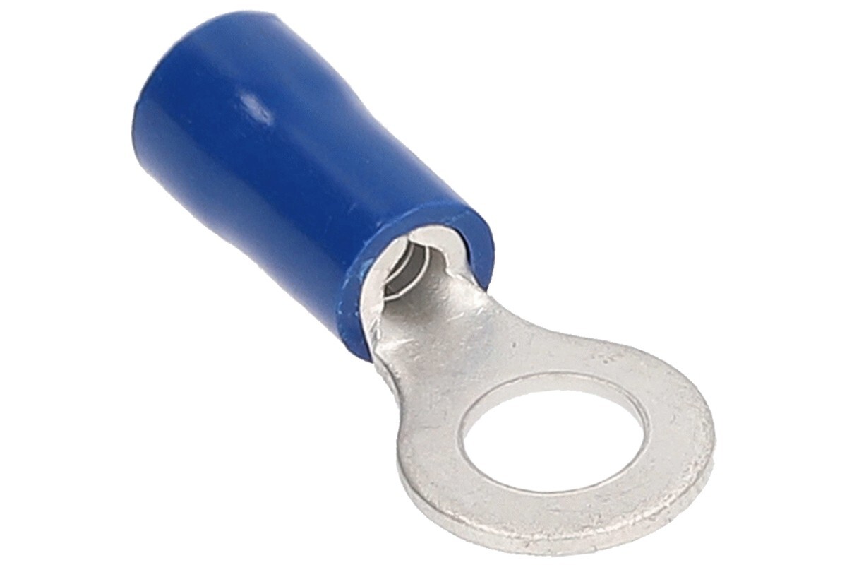 100 Pack 16-14 Gauge #6 Blue Vinyl Ring Terminals Crimp
