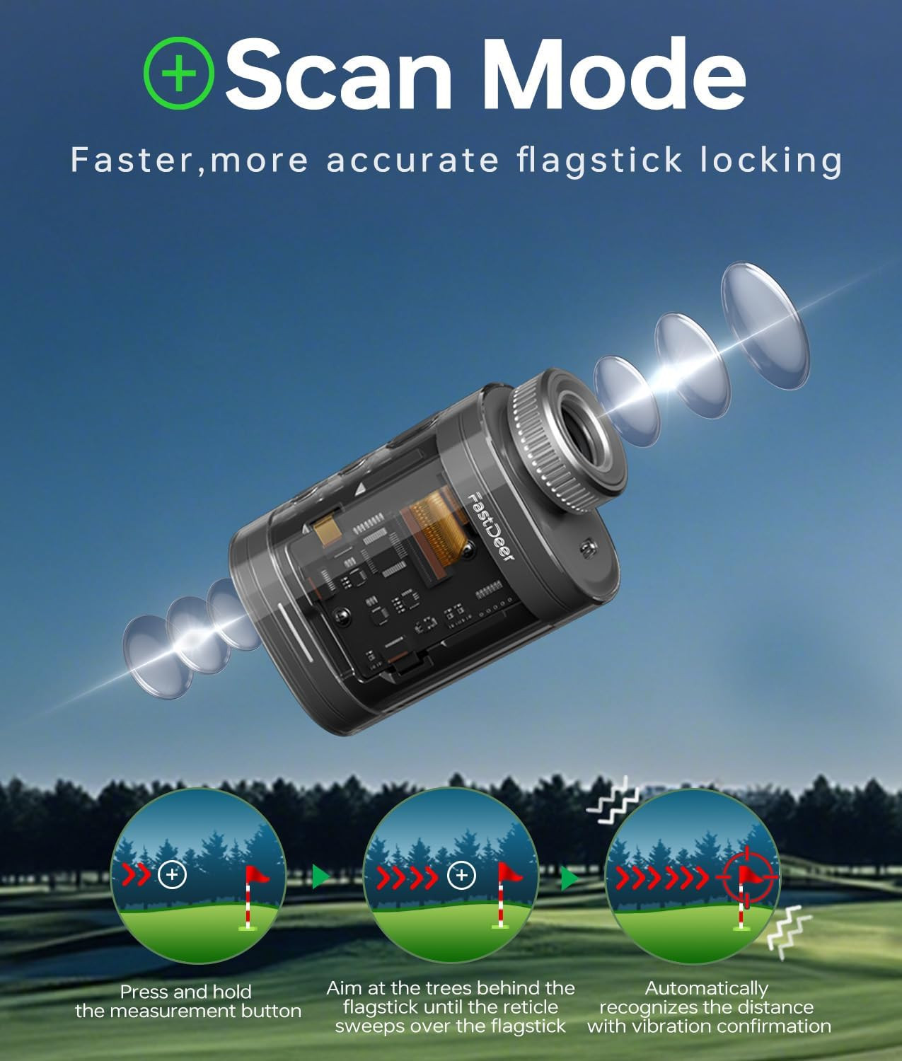 Golf Range Finder C2,0.02S Super Fast High Precision Range Finder Golf,Flag Lock