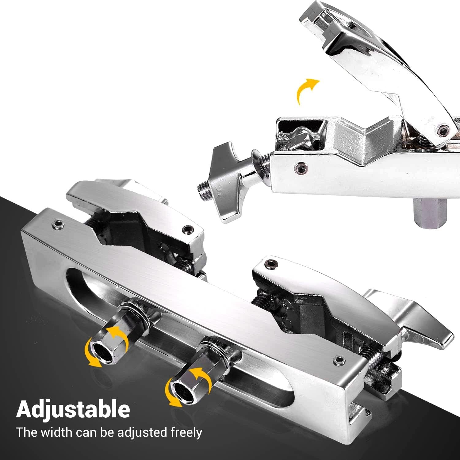 Drum Set Holder Clamp Adjustable Multi-Clamp Cymbal Boom Arm Mounting Silver