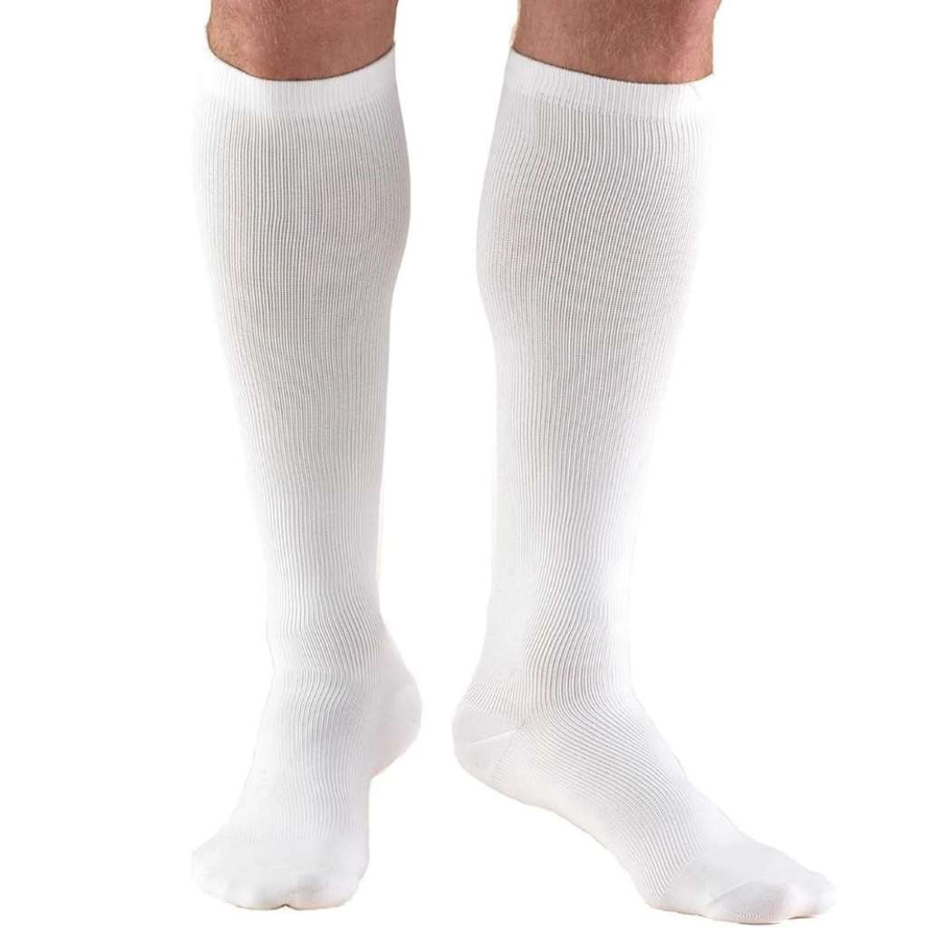 TRUFORM Over The Calf Men's Dress Socks 15-20mmHg (White) Large