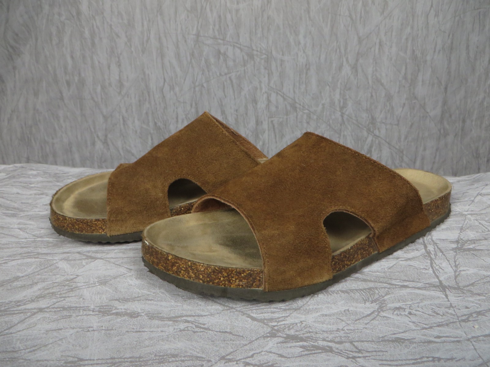 Woodstock Brown Suede Slide Sandals Cork Footbed Comfort Casual Mens 10