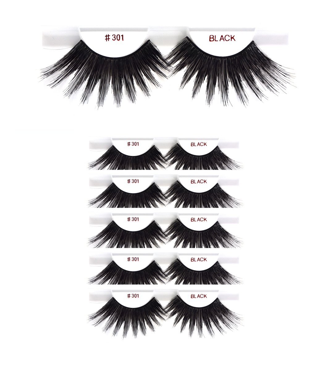 6packs Eyelashes - #301 Christina 100% Human 1 count (Pack of 1), 6 Pairs
