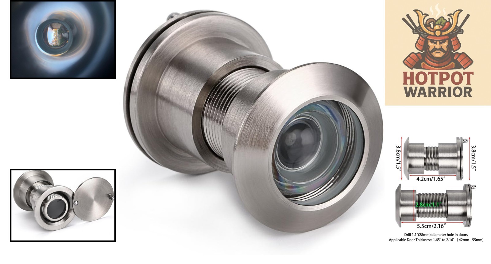 High-Quality Solid Brass Door Viewer for Enhanced Security – 220-Degree Clarity