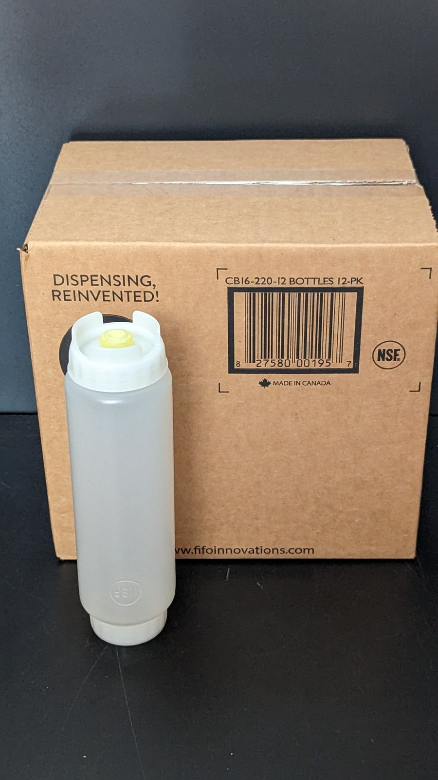 Case of 12 FIFO 16 oz Condiment Squeeze Bottle Medium Yellow Tip CB16-220-12