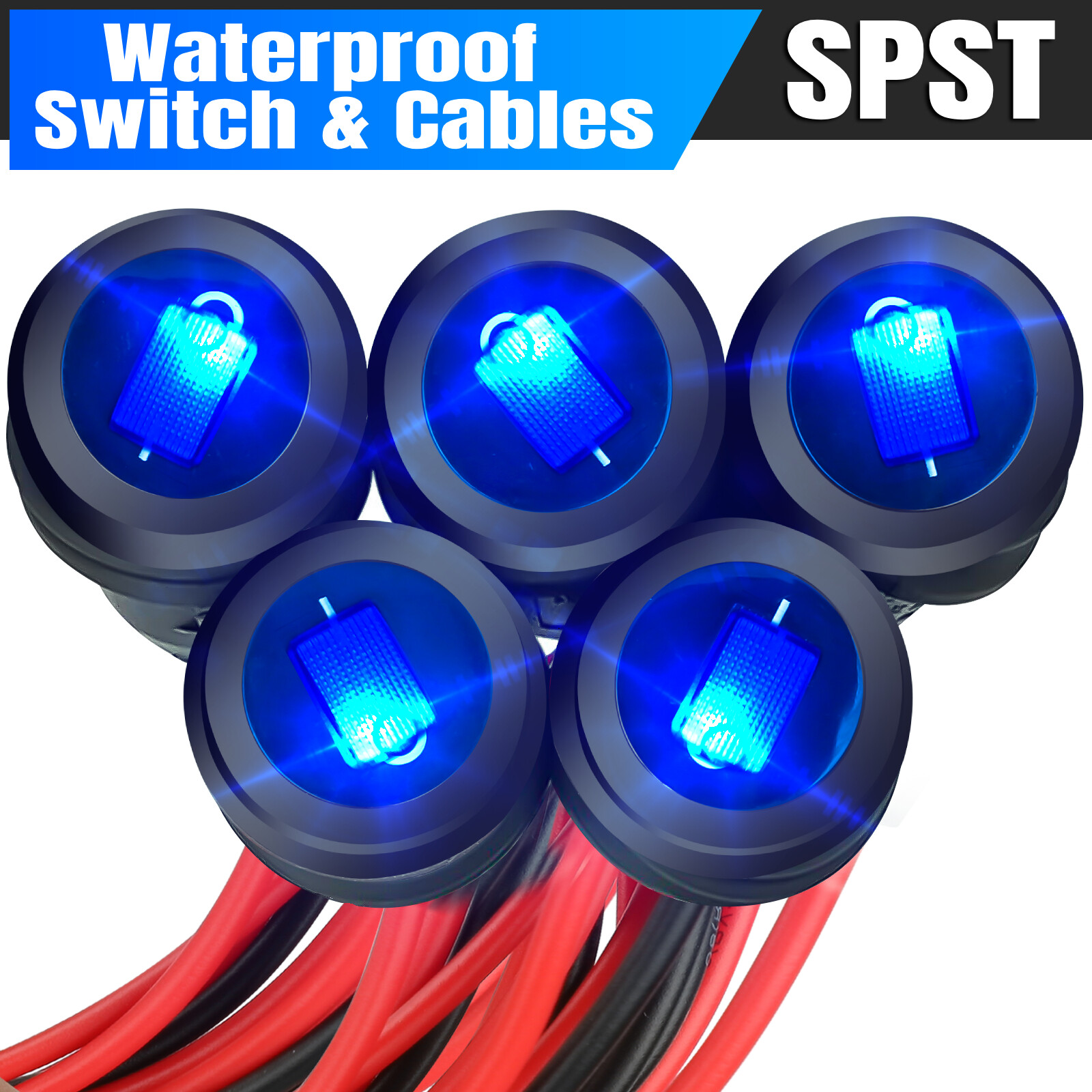GALLOP FULFILLMENT  Round Toggle Switch Blue LED Light 12V Car Boat SPST ON/OFF