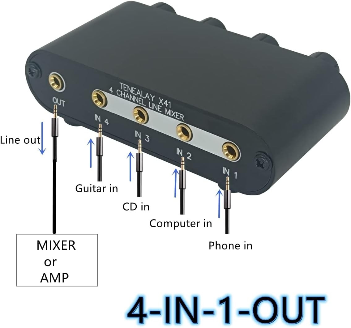 Mini 4-Channel Passive Mixer - Perfect for Connecting Multiple Audio Sources