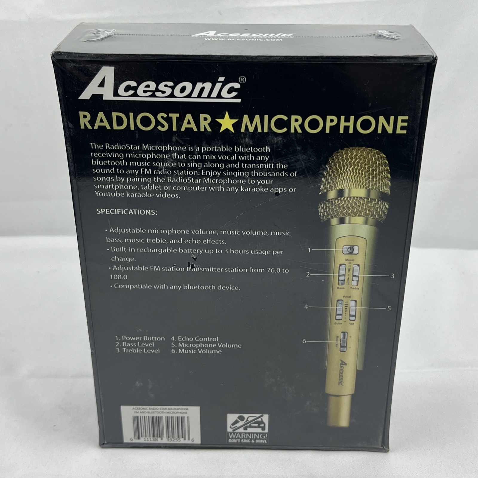 Acesonic Radiostar Microphone W/ Bluetooth & FM Transmitter