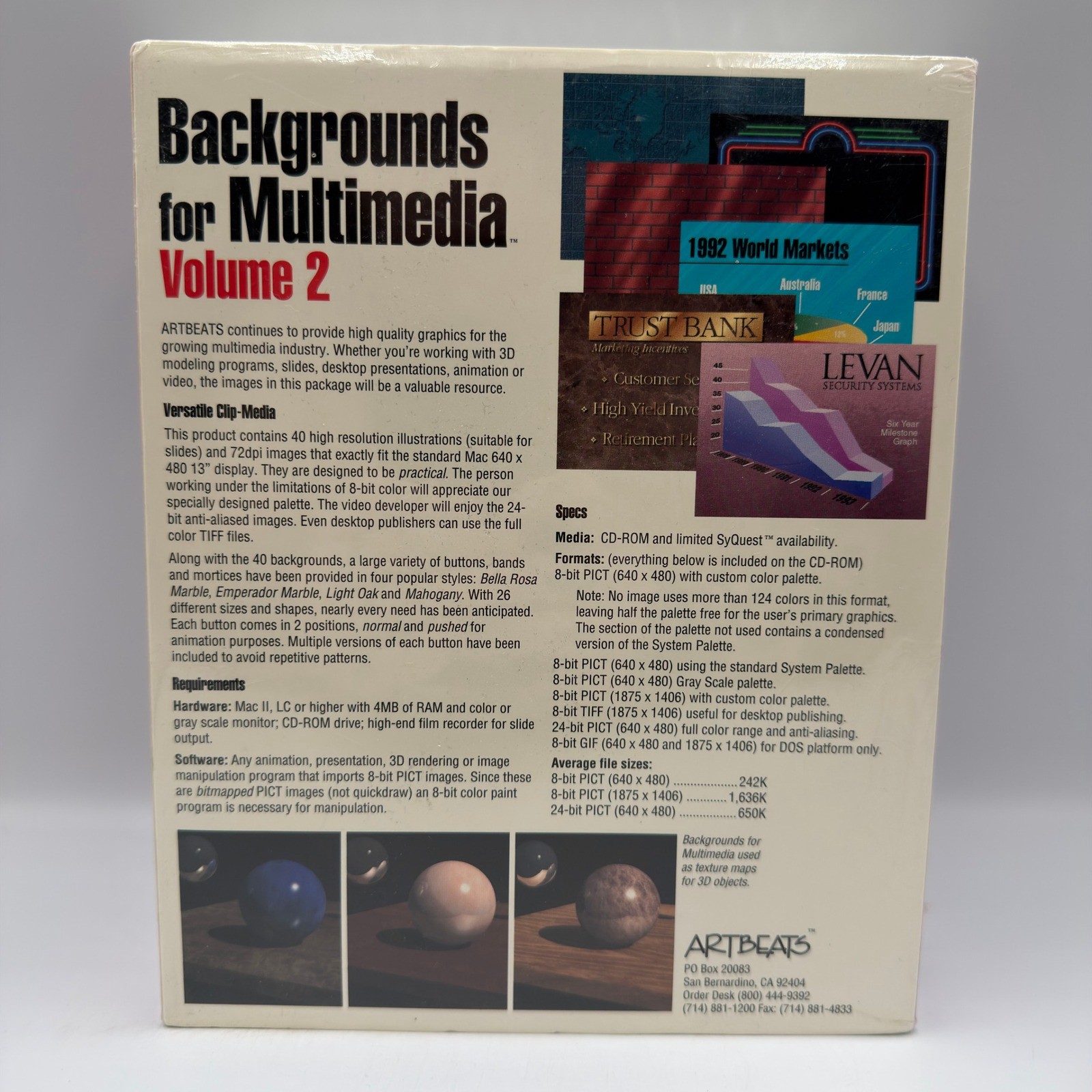 Artbeats Backgrounds for Multimedia Volume 2 Macintosh CD-ROM VTG Software NEW