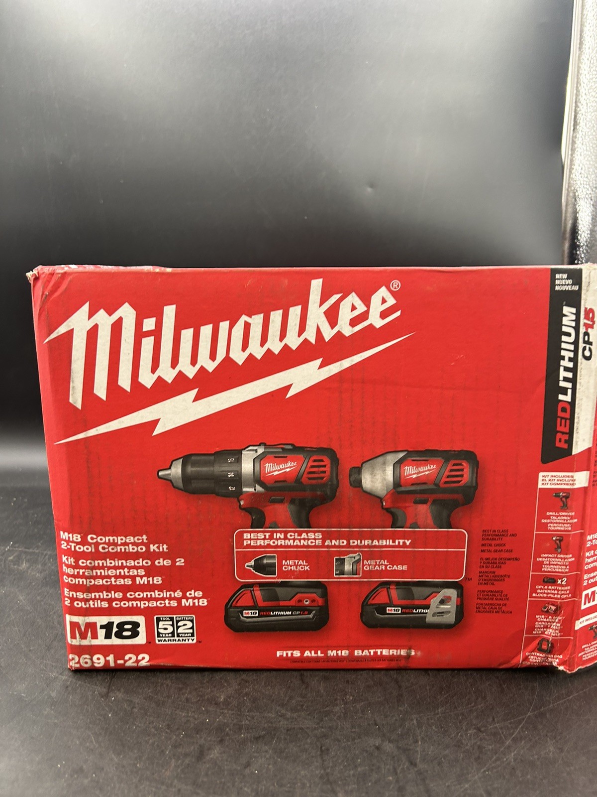 Milwaukee 2691-22 M18 18V Cordless Li-Ion Drill Driver / Impact Driver Combo Kit