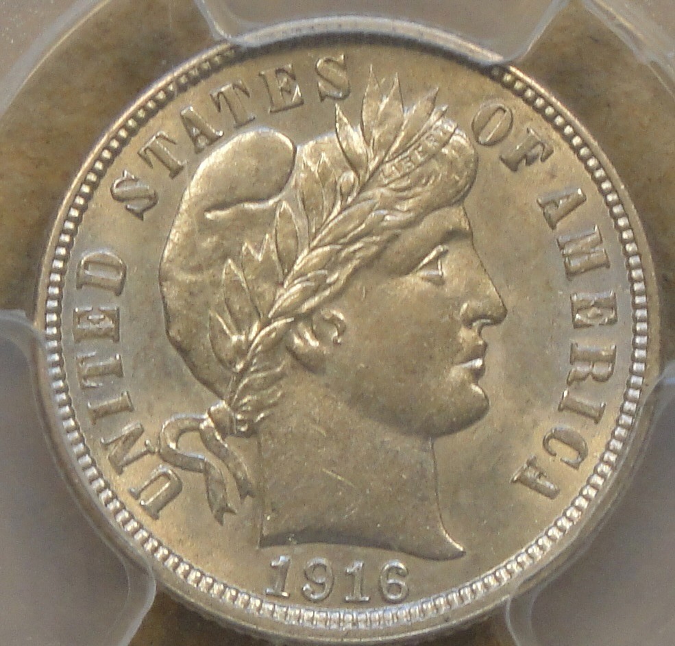 1916 Barber Dime 10c PCGS Certified AU58