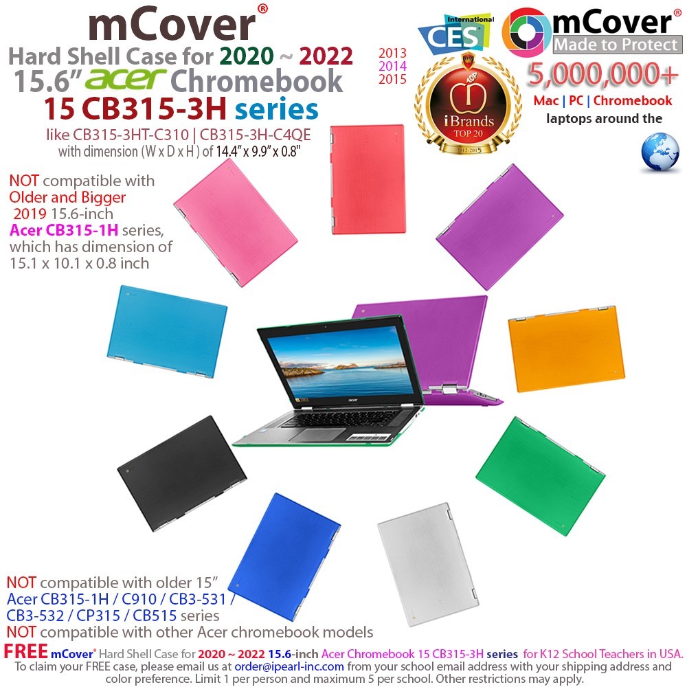 NEW mCover® Hard Case for 2020 15.6" Acer Chromebook 15 CB315-3H laptop computer