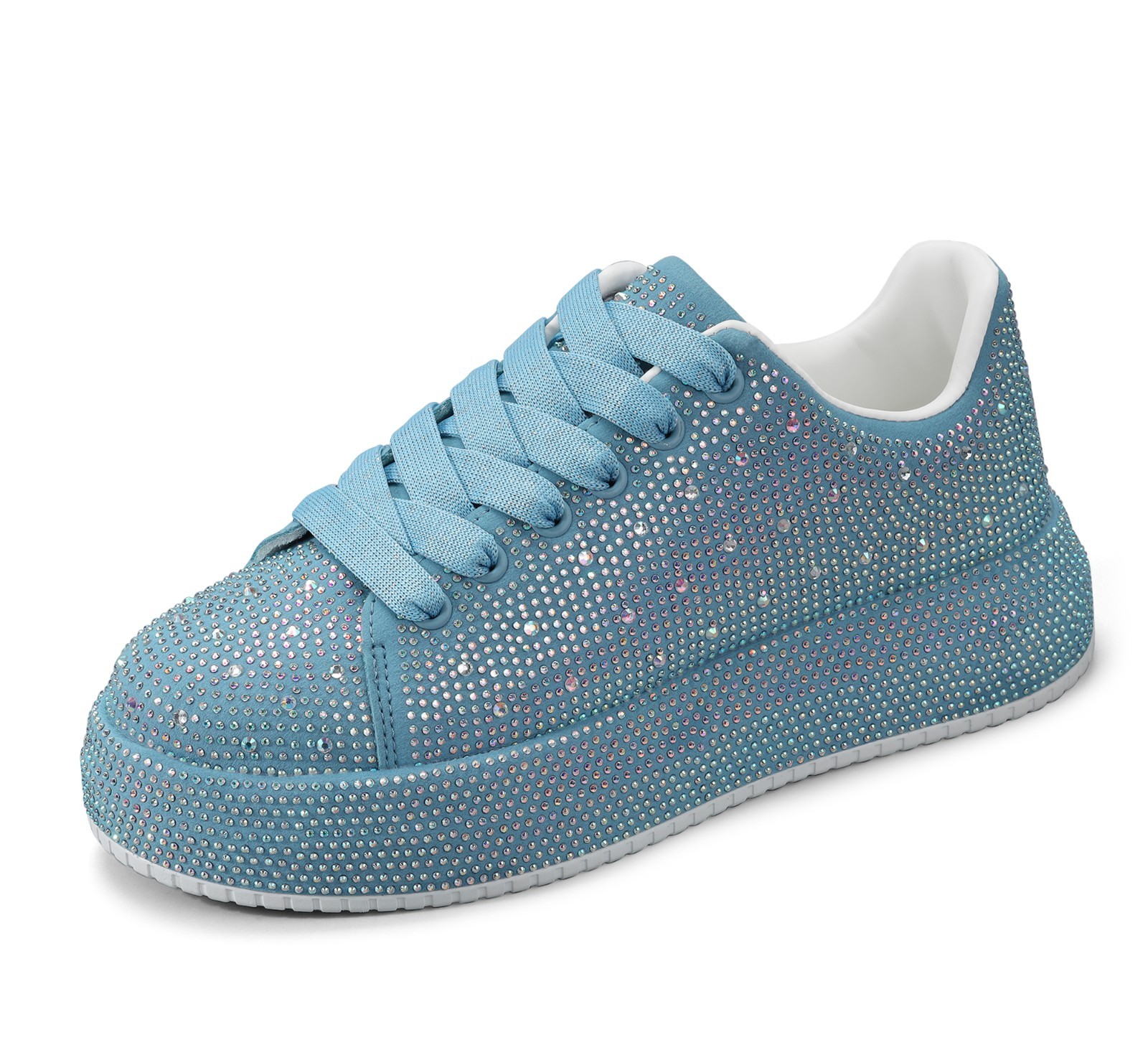 LUCKY STEP Rhinestone Sneakers for Women Platform Sparkly Glitter Bling Shoes