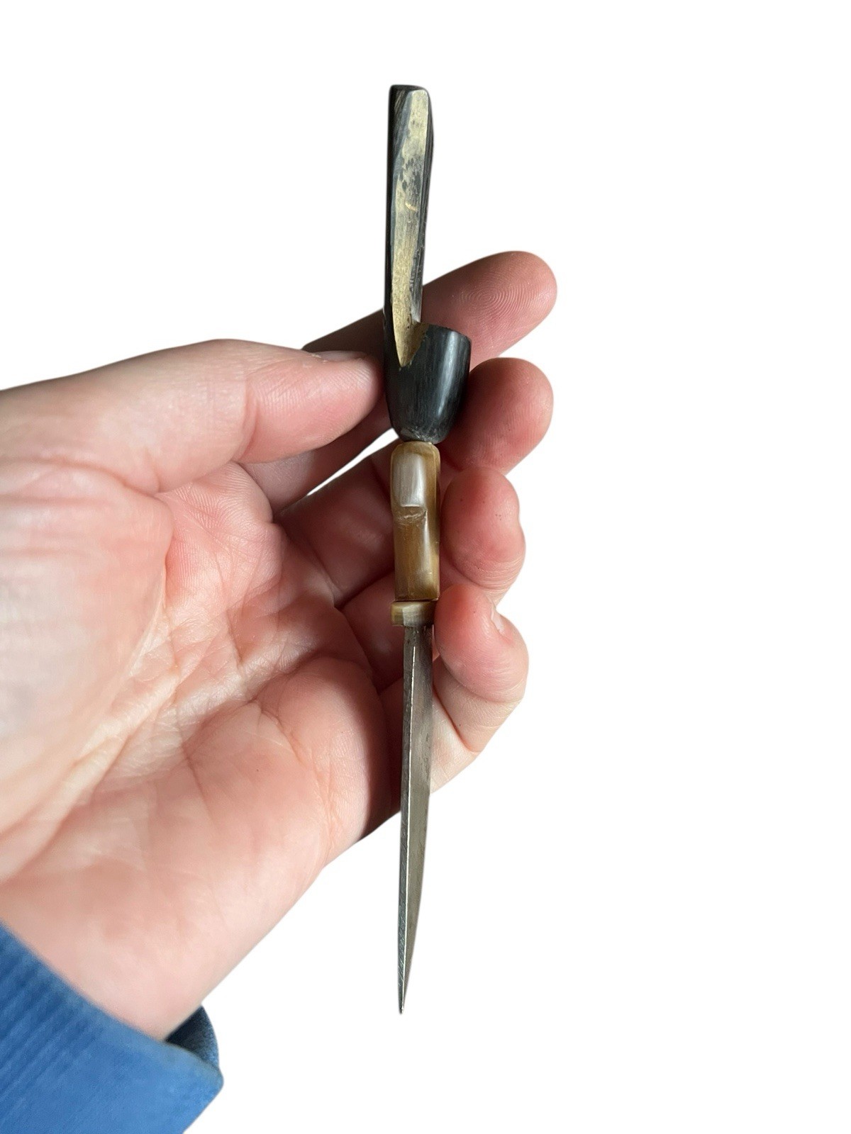 Guatemalan Chichicastenango Fixed Blade Knife W/ Sheath Carved Handle