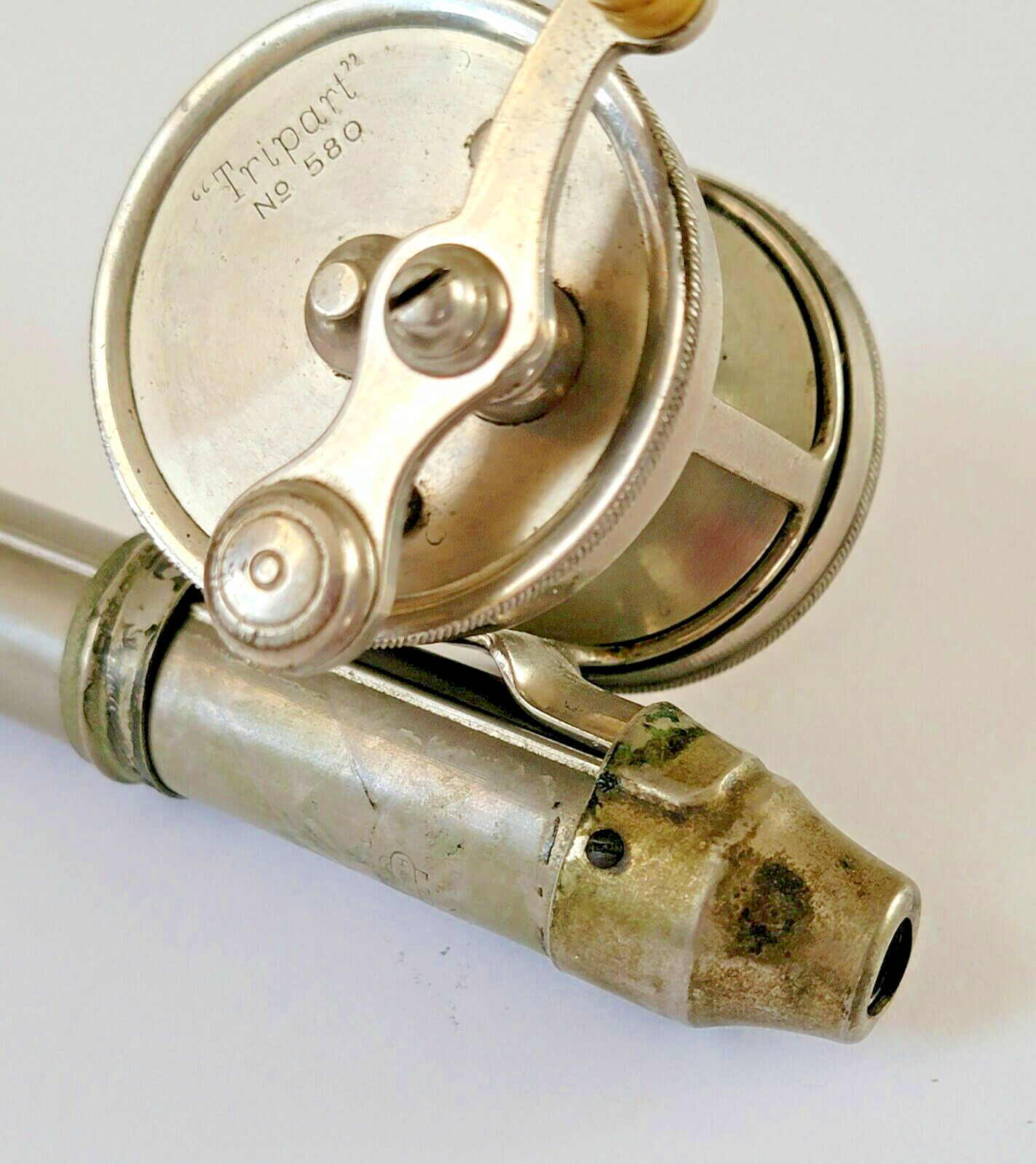 Antique Union Hardware Co Fishing Rod Handle With Tripart Reel