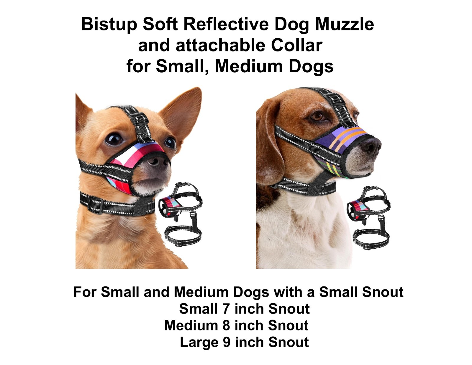 Bistup  Extra Small Snout Soft Dog Muzzle w/ Collar 4 Biting, Barking & Chewing