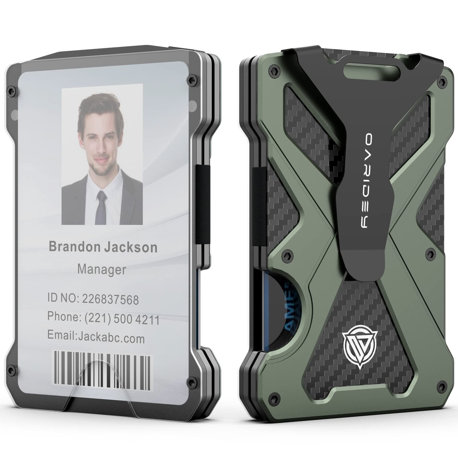 Minimalist Wallet for Men- Slim Aluminum Metal Money Clip with Clear ID Card ...