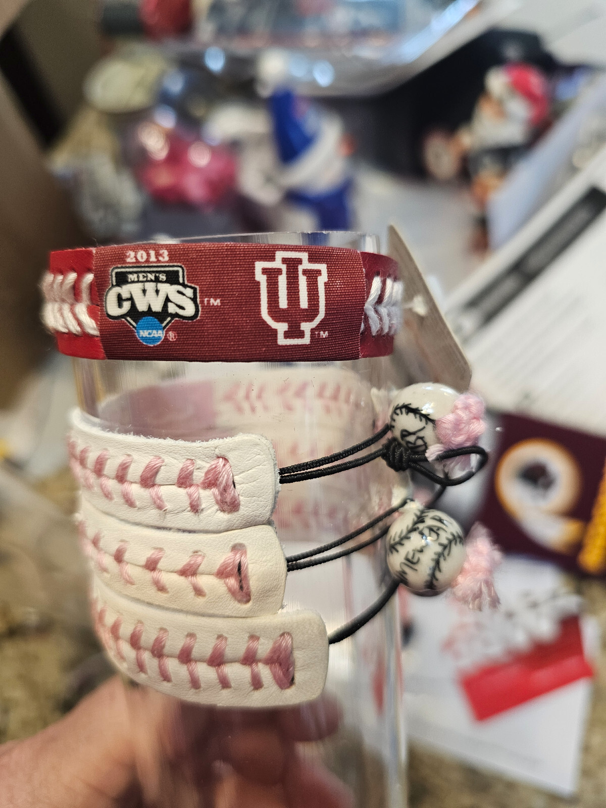 INDIANA HOOSIERS CWS COLLEGE WORLD SERIES RED  NCAA  BASEBALL BRACELET LEATHER