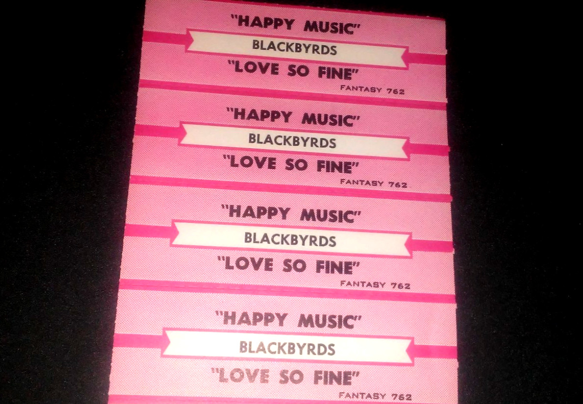 JUKEBOX STRIP (1) BLACKBYRDS Happy Music/Love So Fine 45 L@@K!