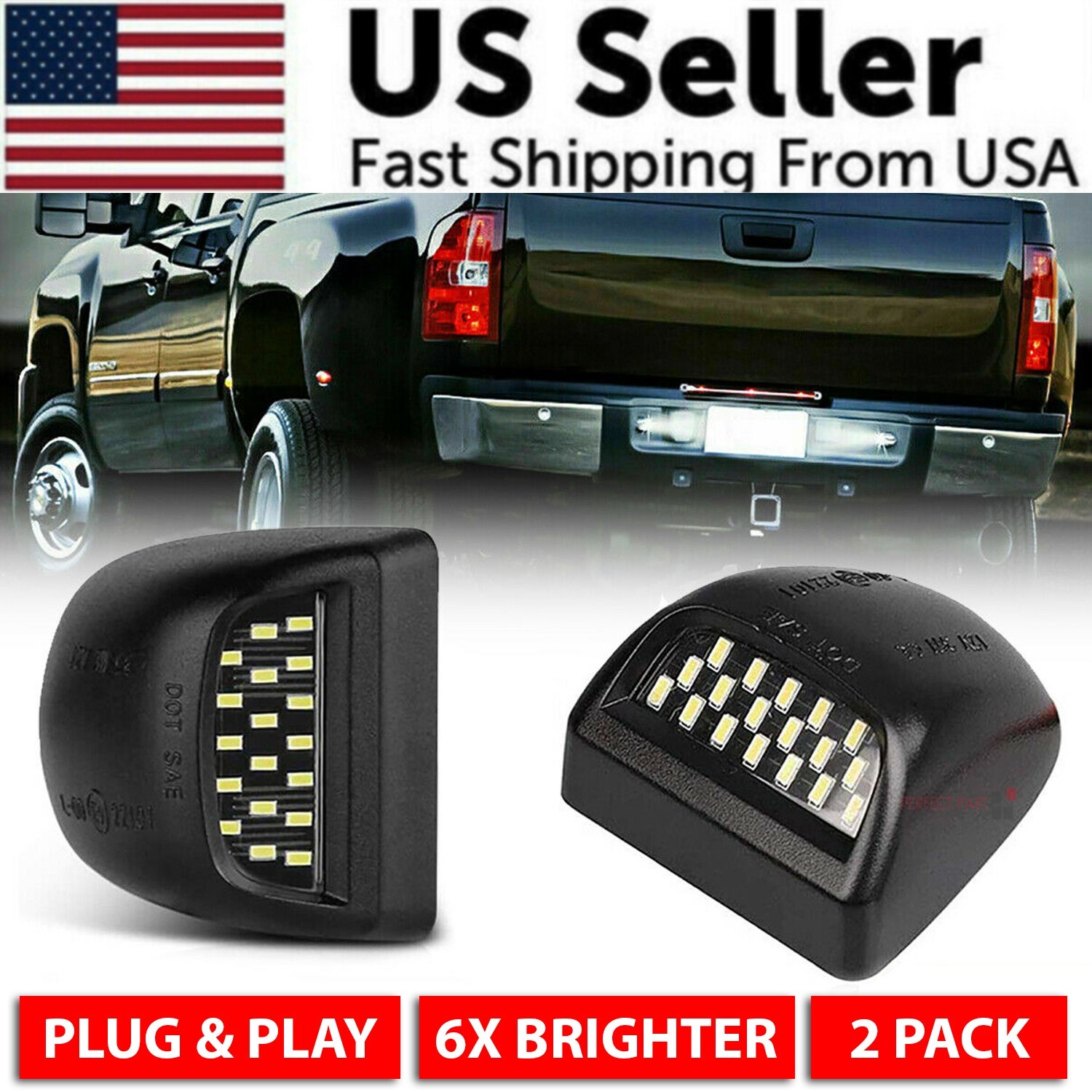 LED License Plate Tag Light Lamp for Chevy Silverado 1500/2500/3500 1999-2013