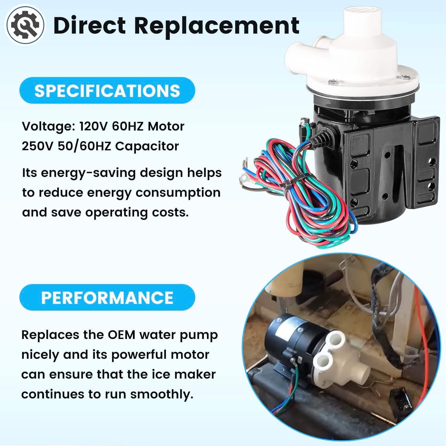 APTA92P10WD1 PA0613 Water Pump Motor 120V 53.4W 0.4A For Hoshizaki Ice Machine