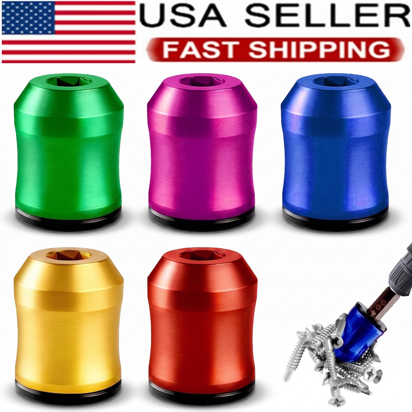 5x Magnetic Screw Ring Holder for Drill Bit & Screwdriver Strong Grip Anti-Slip