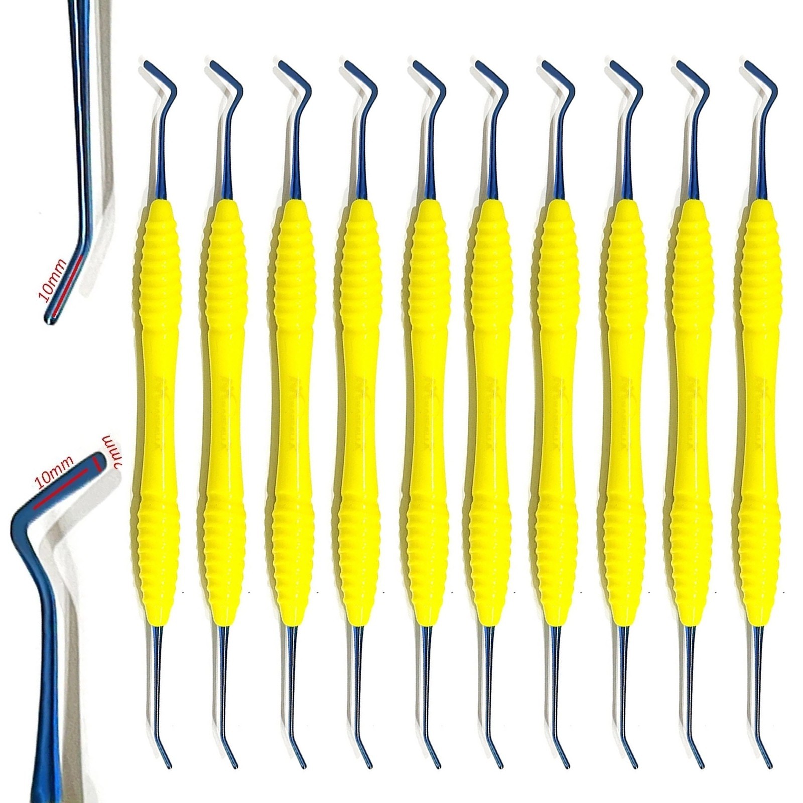 Dental Composite Filling Instruments Spatula & Plugger Silicone Handle Blue Tips