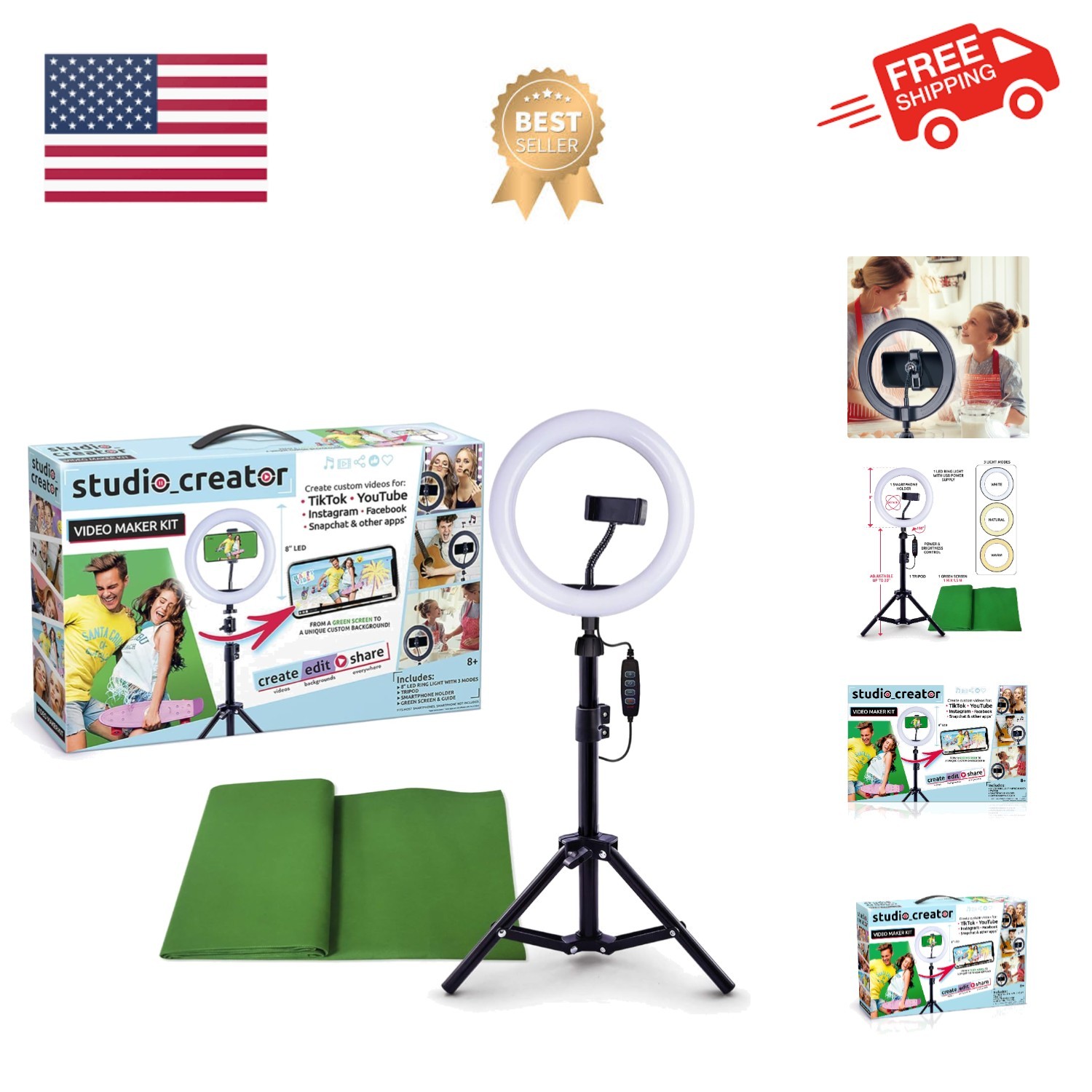So DIY TikTok Instagram YouTube Ring Light with Green Screen and Phone Mount ...