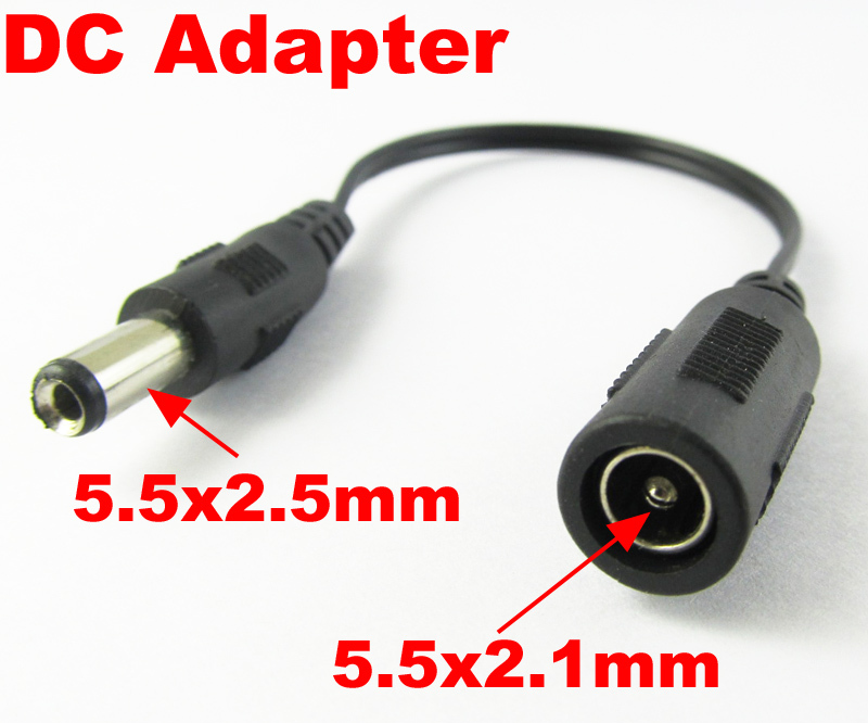 100pcs 17cm DC Power Adapter Convert Cable 5.5x2.1mm Female to 5.5x2.5mm Male