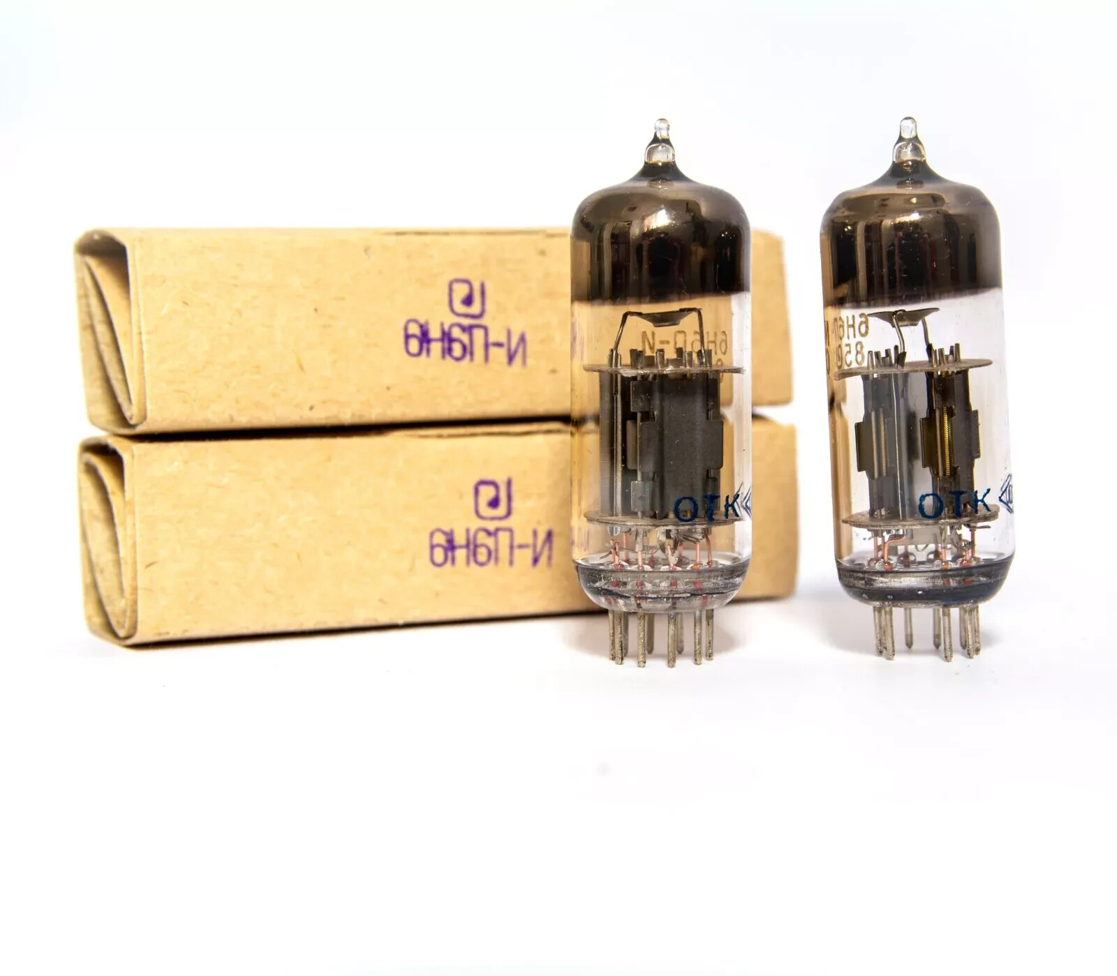 MATCHED PAIR 6N6P-I/6N6P/6H6P/ECC99 VALVE Tubes. SAME DATE Gold Grid. NEW.